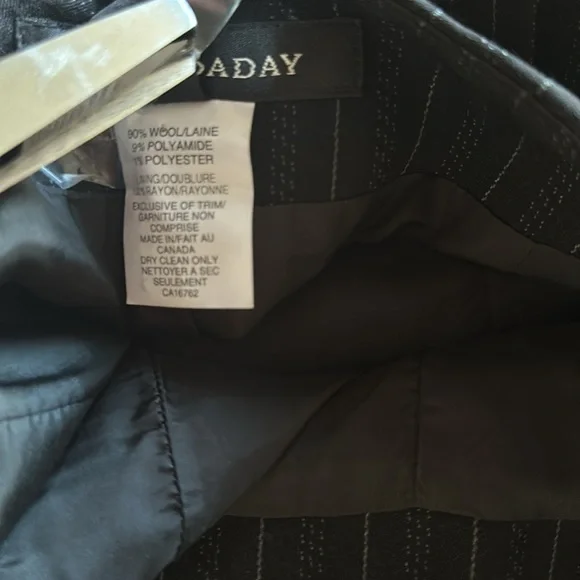 Lida Biday Black Pant Suit w pin stripes